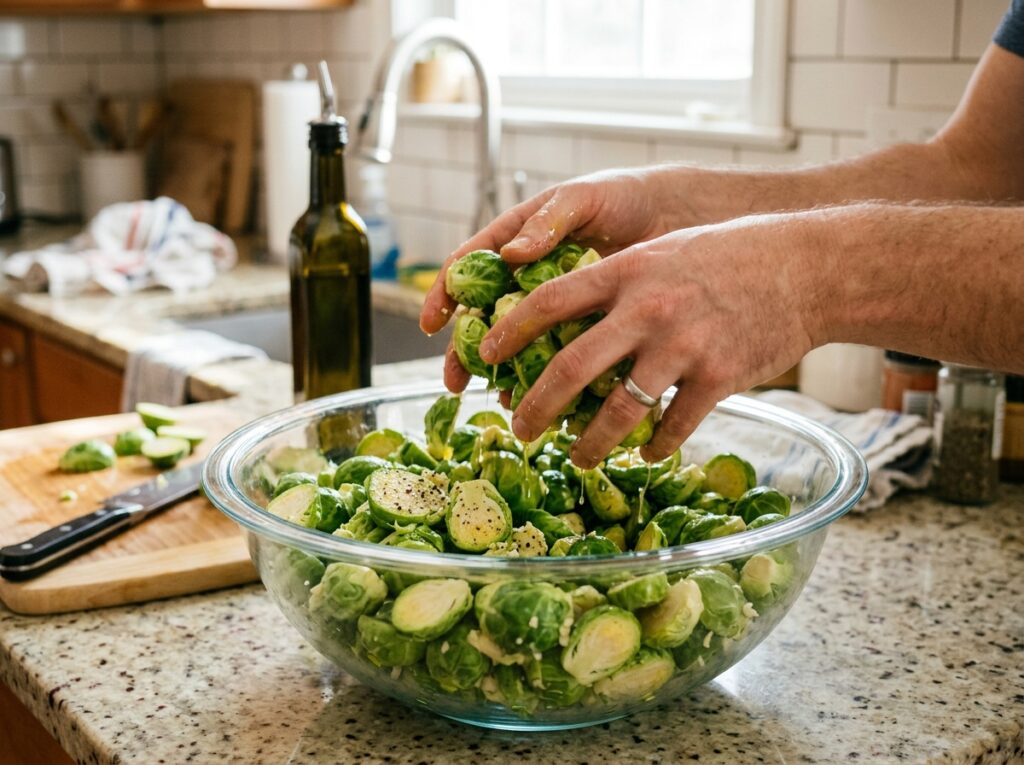 Crispy Air Fryer Brussels Sprouts with Garlic