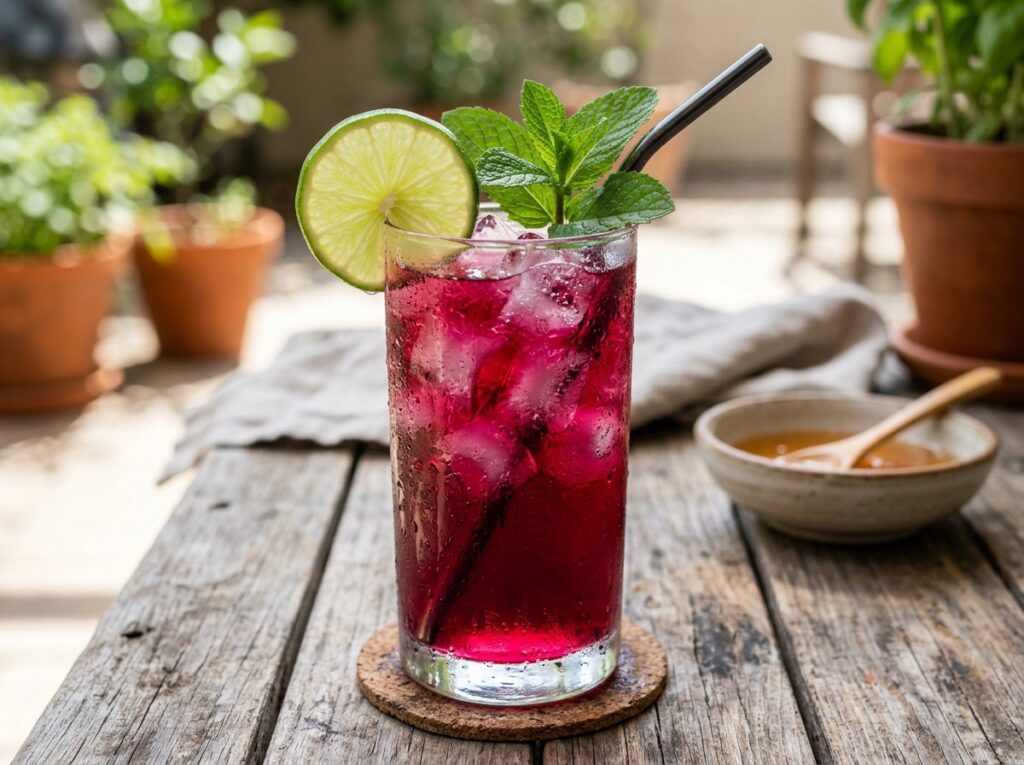 Iced Hibiscus Tea with Honey