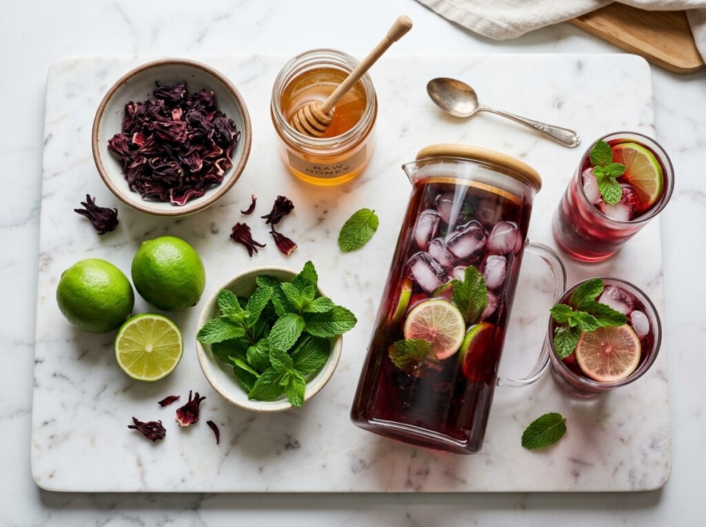 Iced Hibiscus Tea with Honey